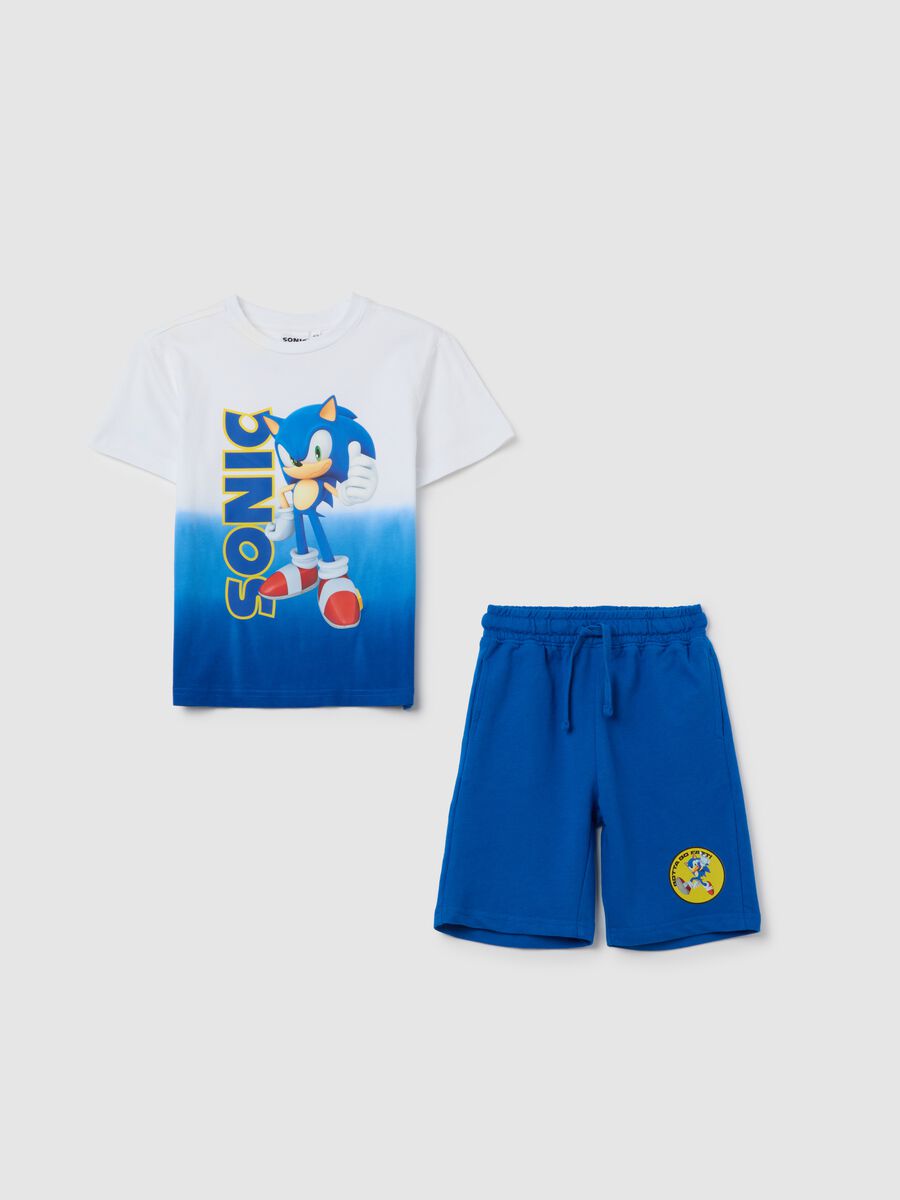 White and blue Sonic jogging set in cotton_0