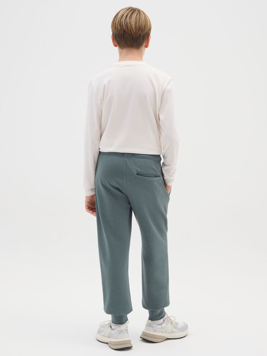 Pantaloni jogger da ragazzo in puro cotone verde regular fit_1