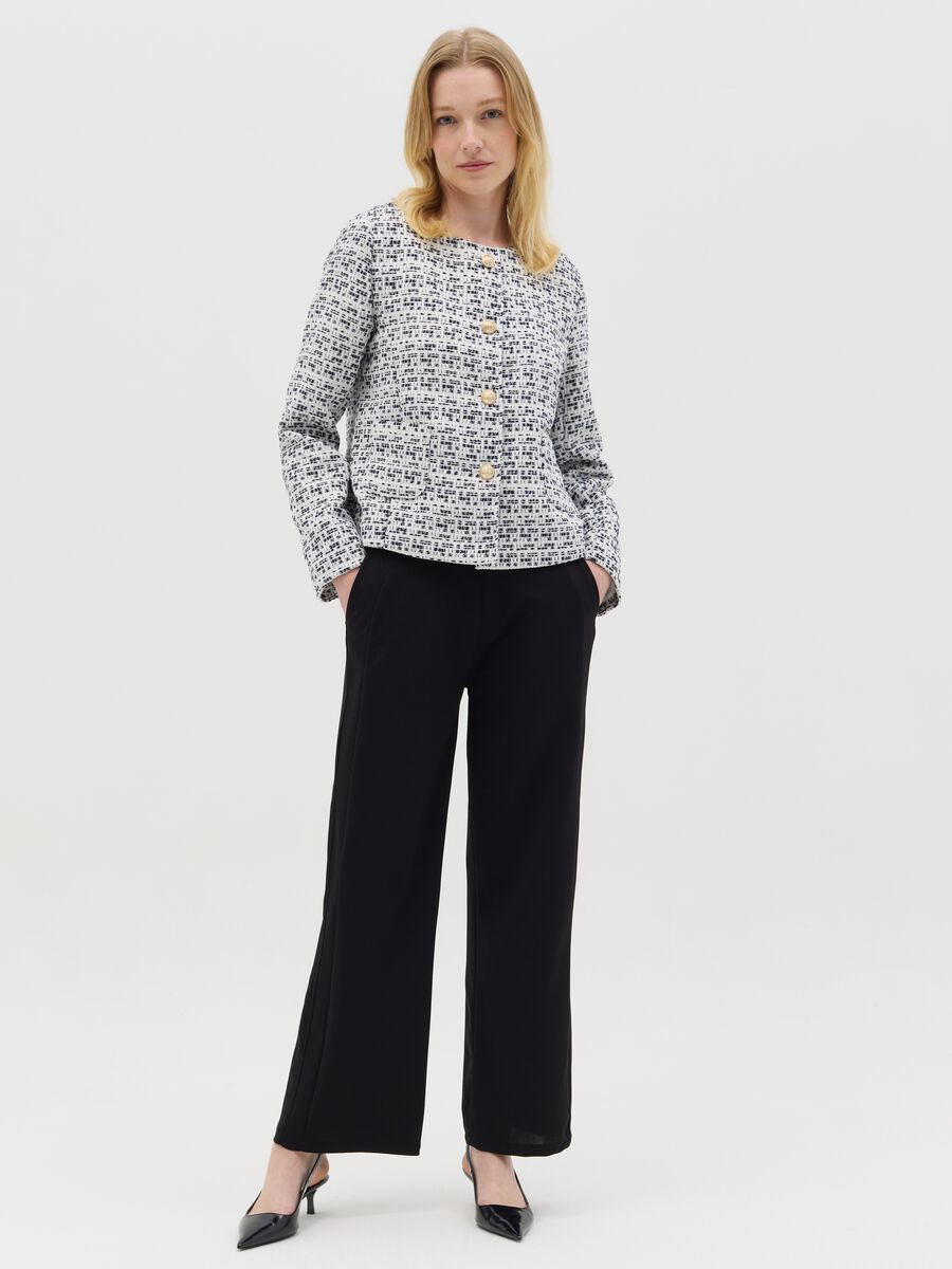 Black palazzo trousers with pockets_0