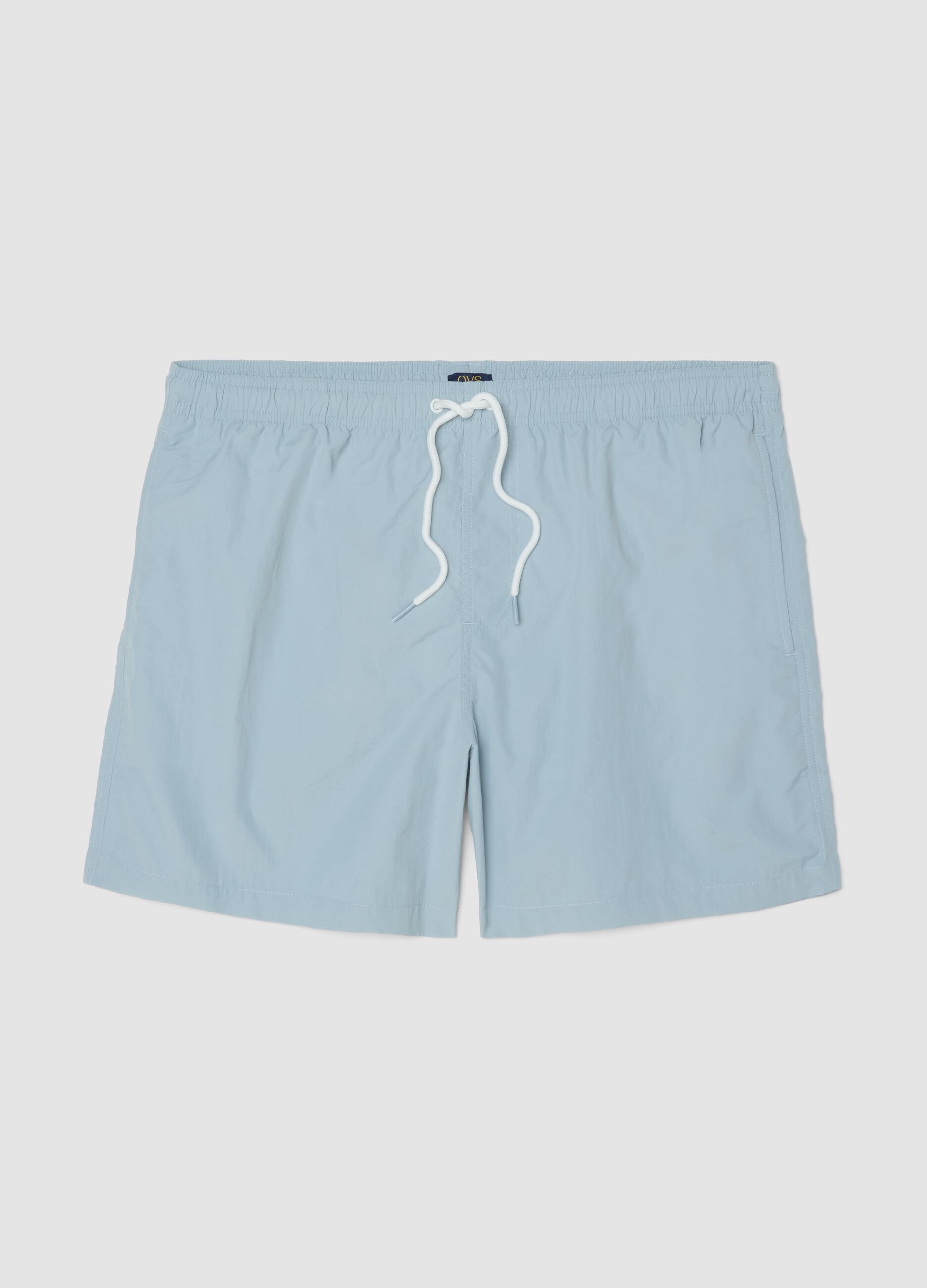 Blue swim shorts with elasticated waistband