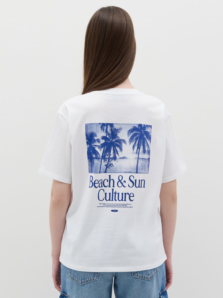 White cotton T-shirt with city print_3