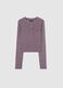 Purple Henley cotton blend fitted girl's T-shirt_3