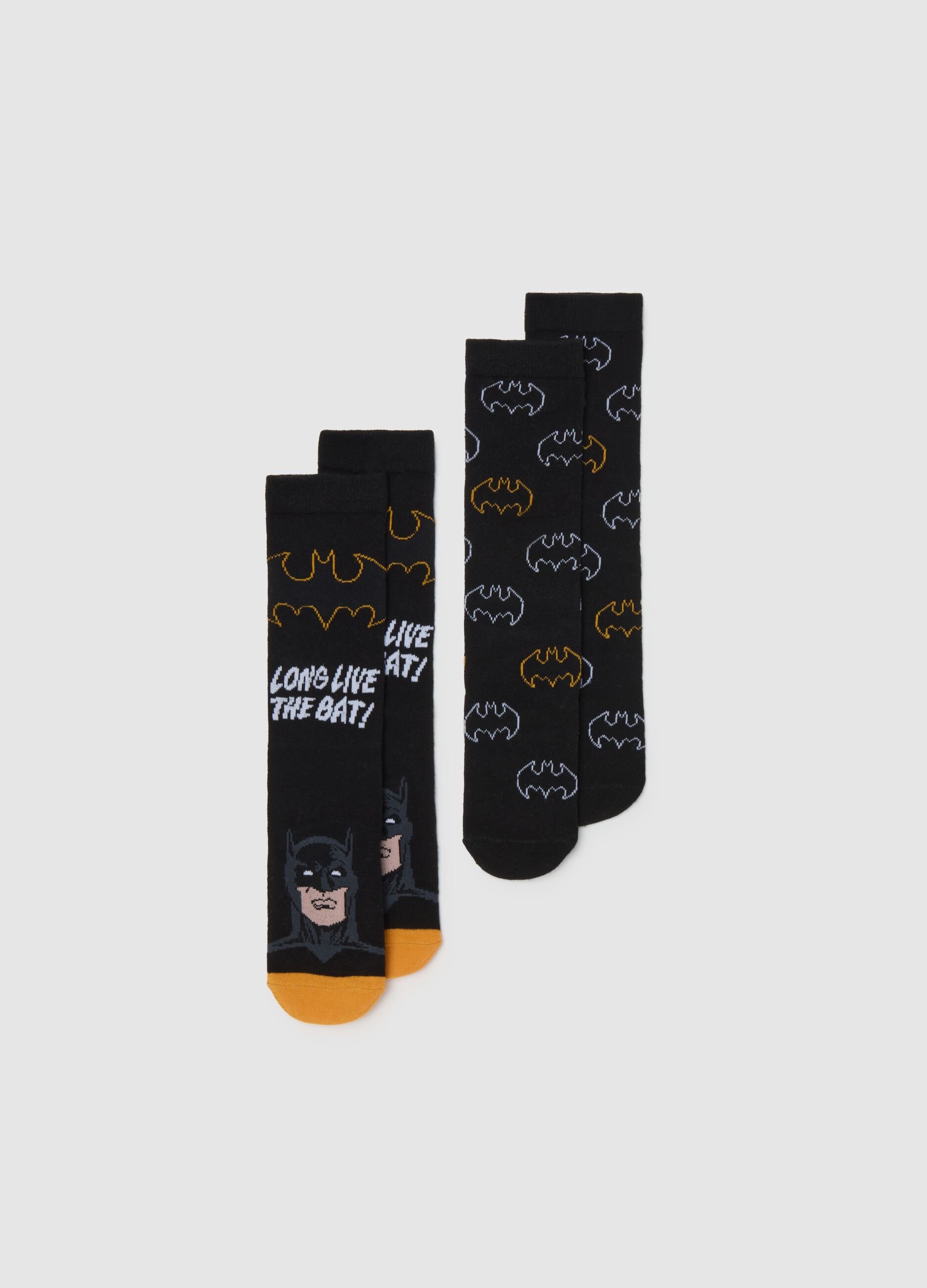 Children's black cotton blend socks bipack