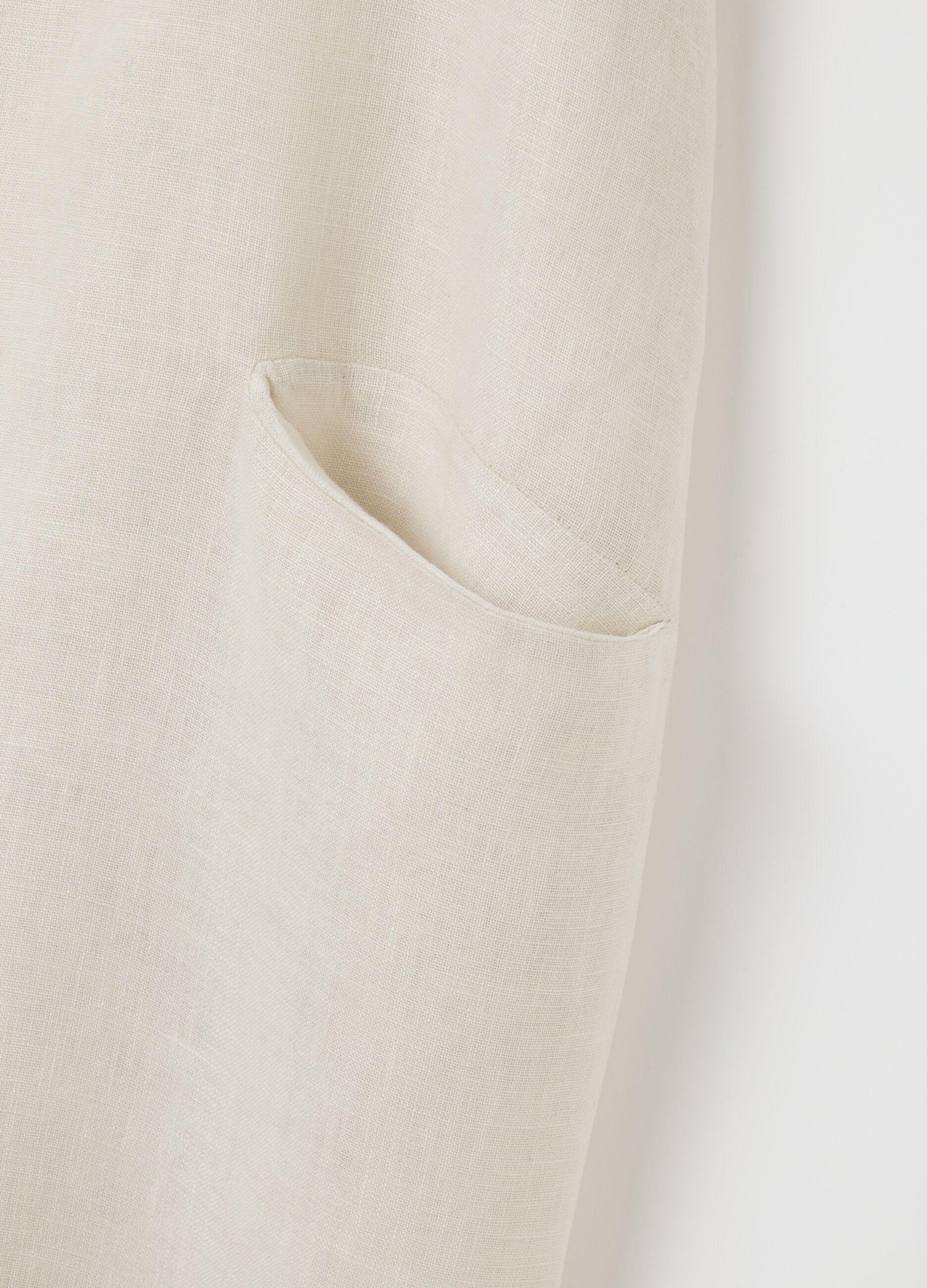 Abito da donna in puro lino beige regular fit con tasche