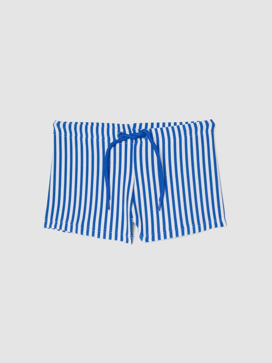 Blue and white stretch swim trunks_0