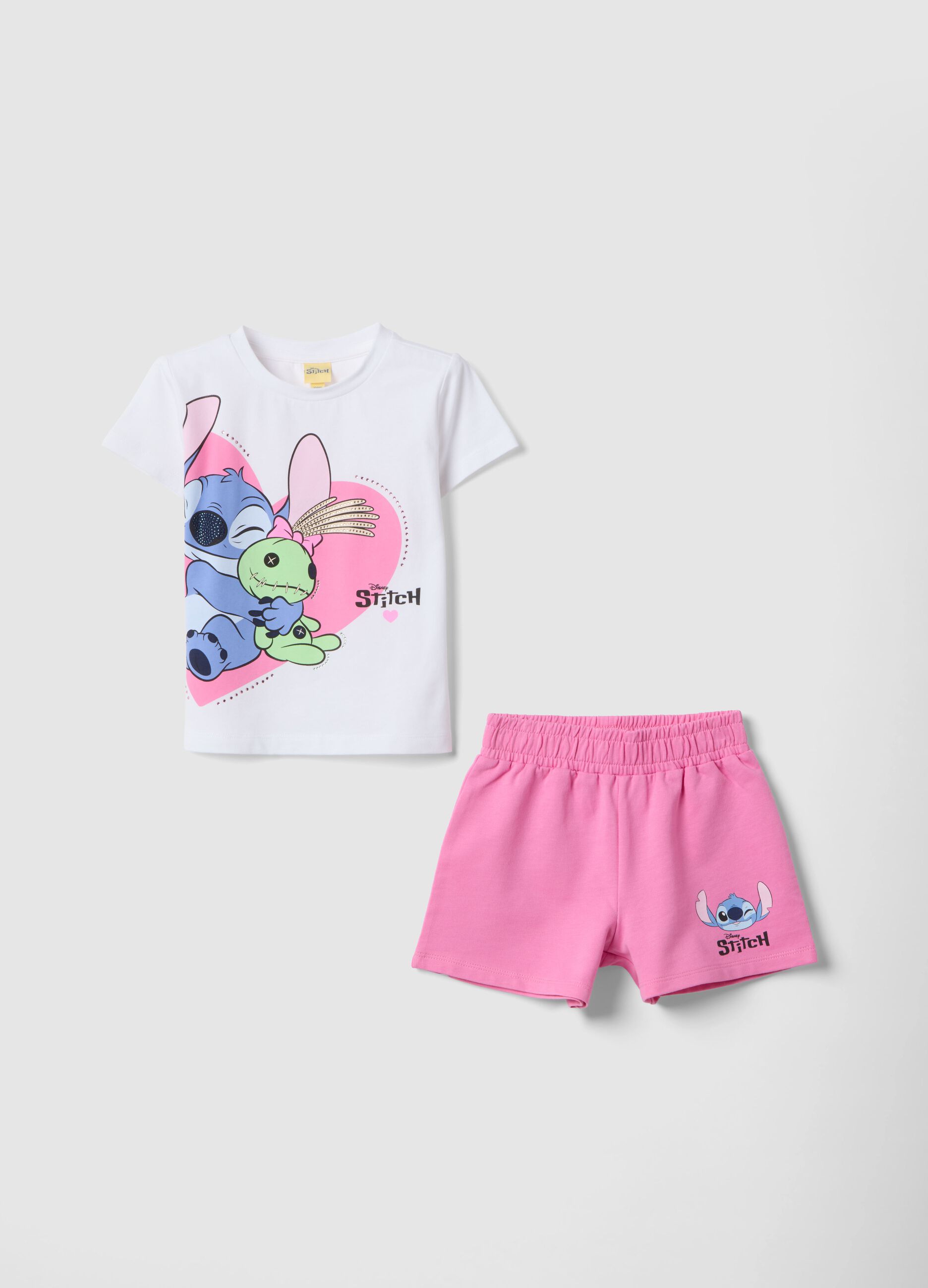 Multicolour Stretch Cotton Set for Girls with Stitch