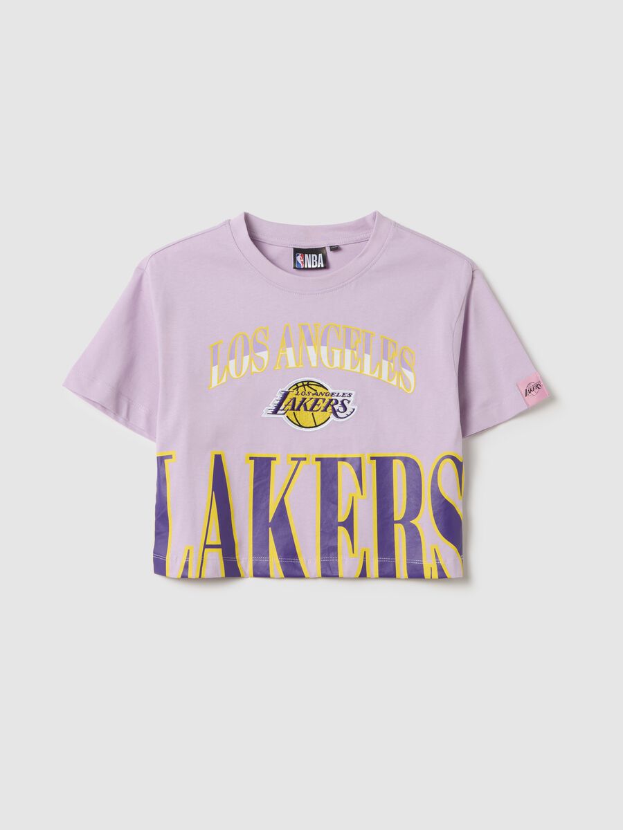 T-shirt viola crop in cotone NBA Los Angeles Lakers_3
