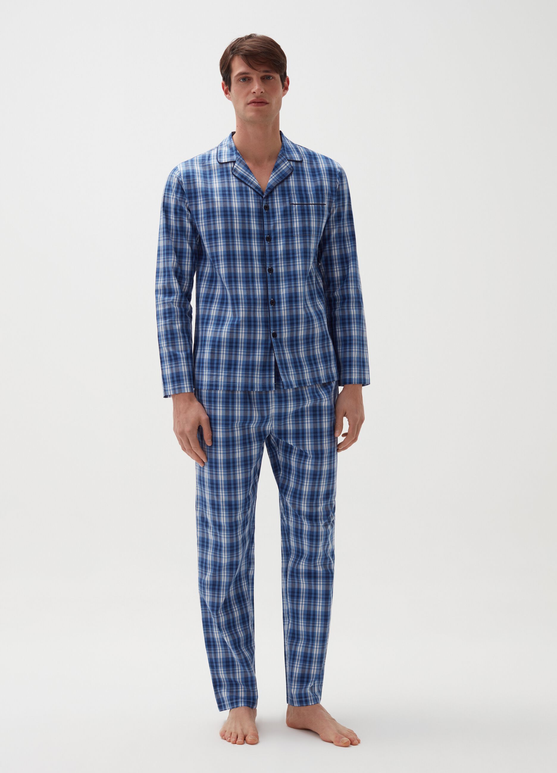 Long cotton pyjamas with buttons