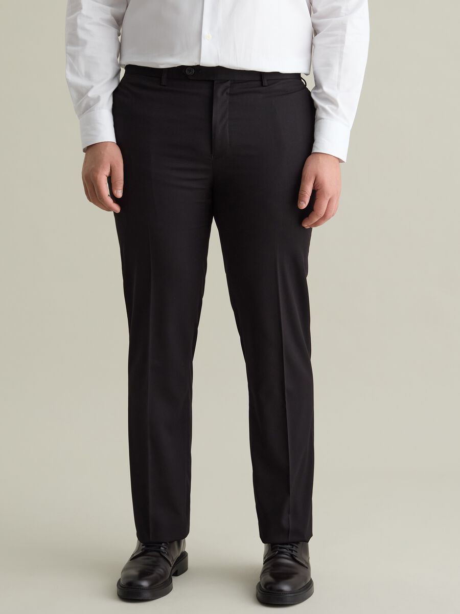 Regular-fit, solid colour smart trousers_1