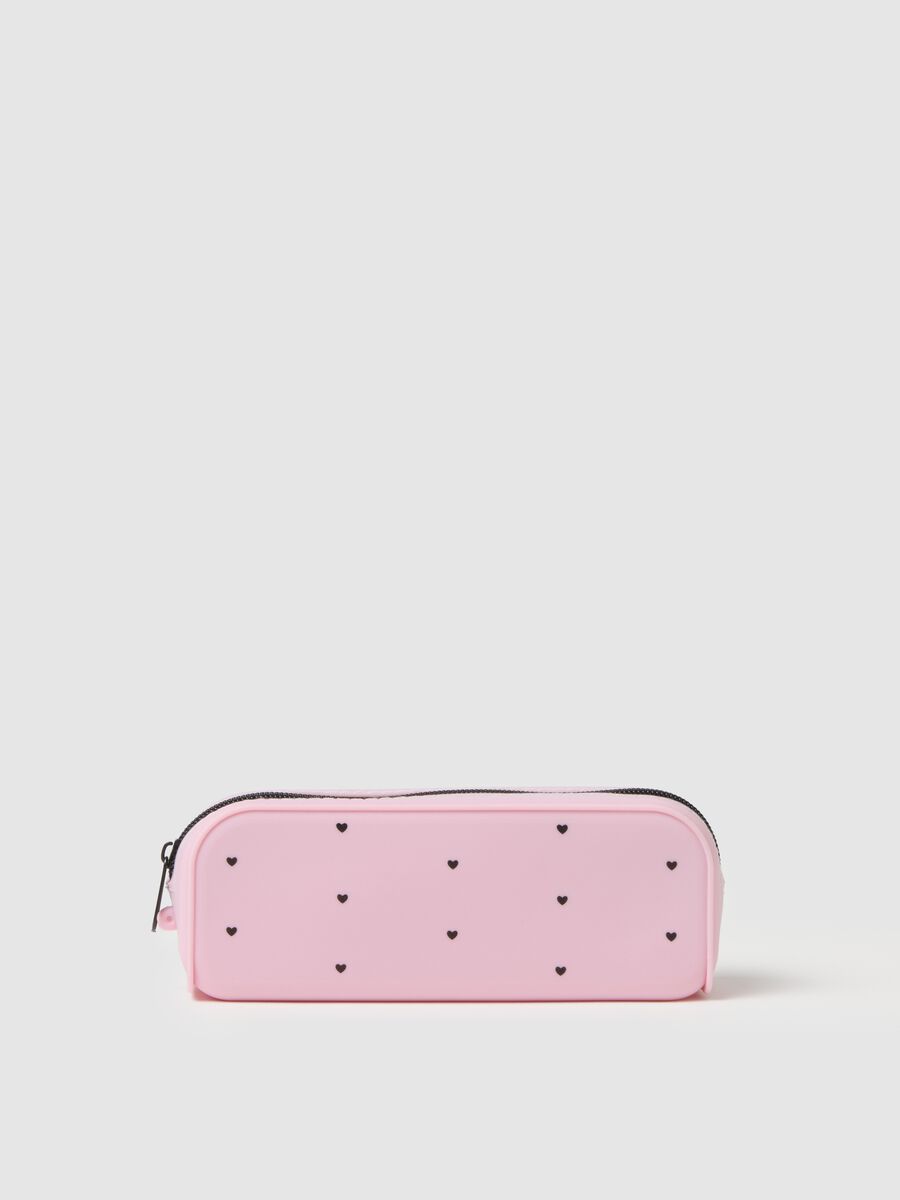 Pink silicone pouch with heart design_0