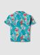 Blue pure cotton shirt with tropical print_1