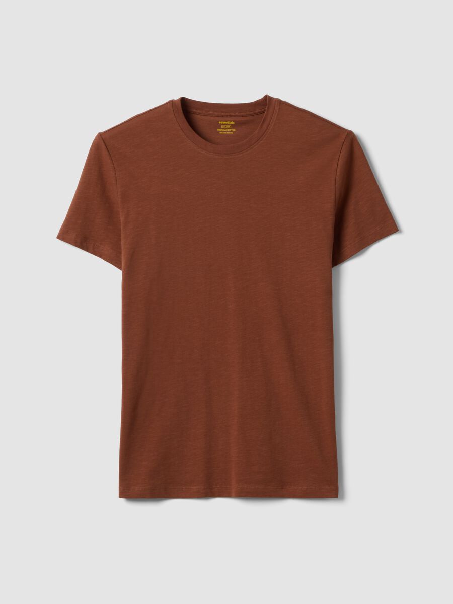 Brown short-sleeve pure cotton regular fit T-shirt_4