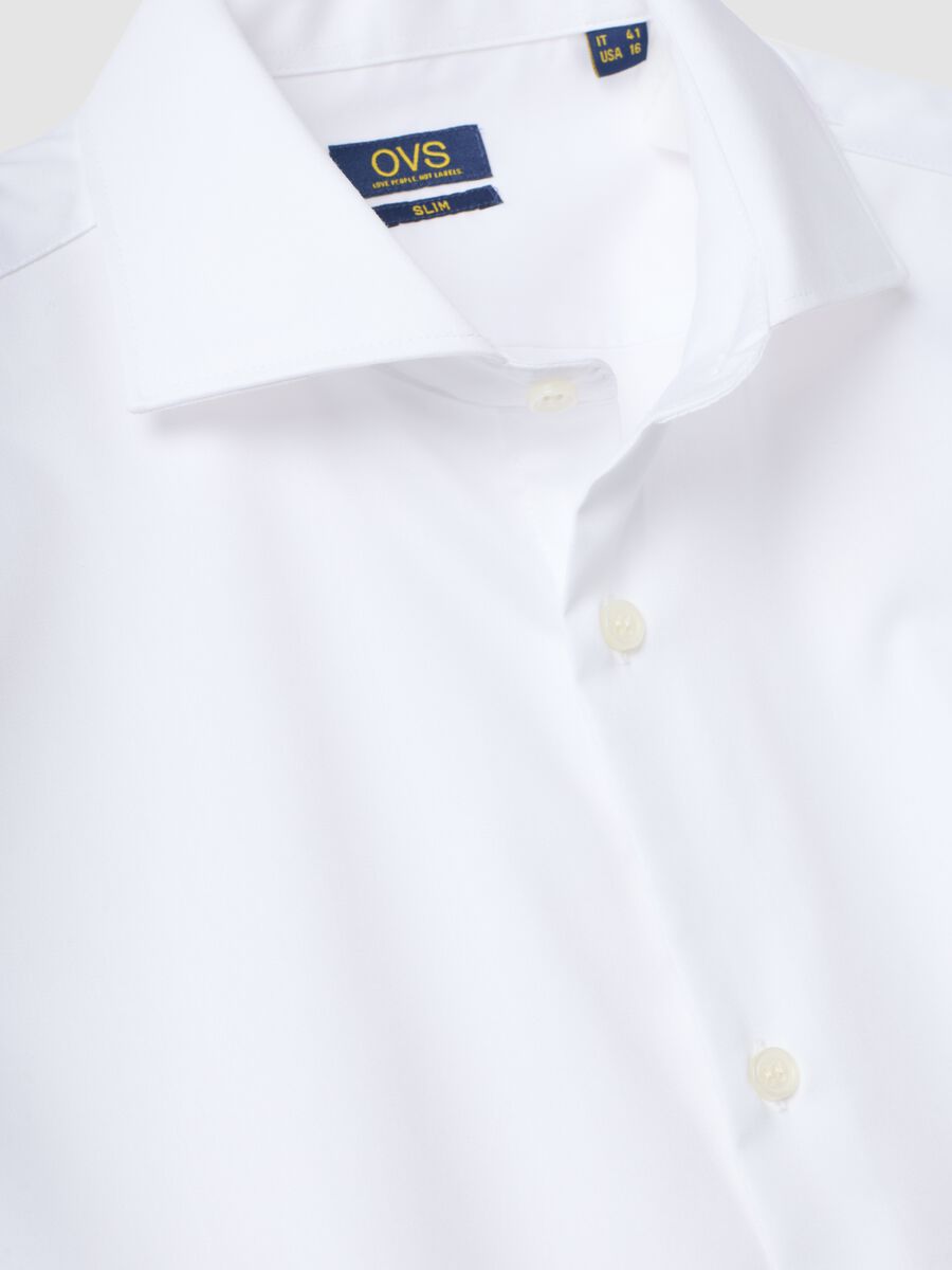 Camicia slim fit bianca in puro cotone con collo francese no iron_6
