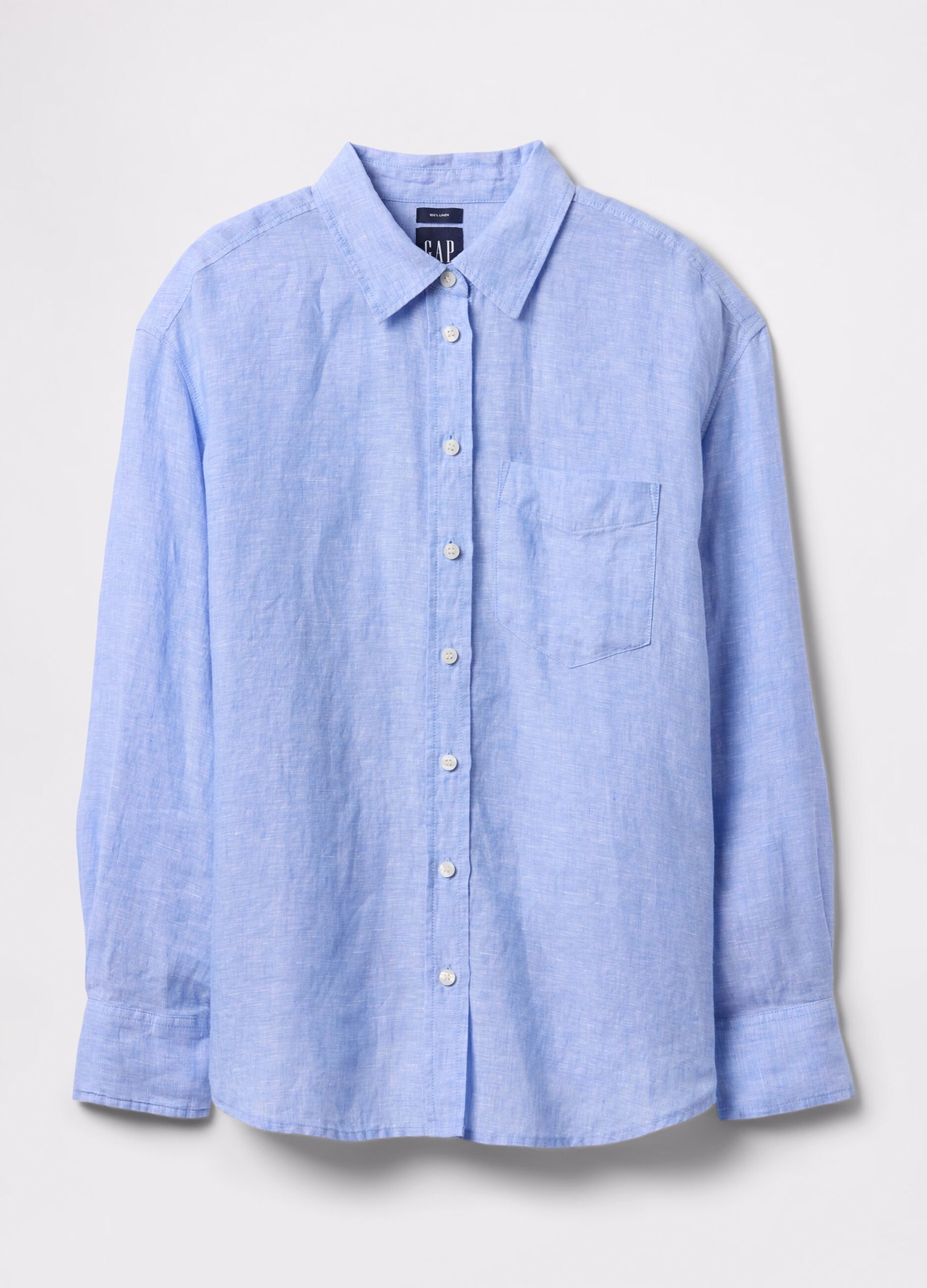 Camicia azzurra ampia in puro lino