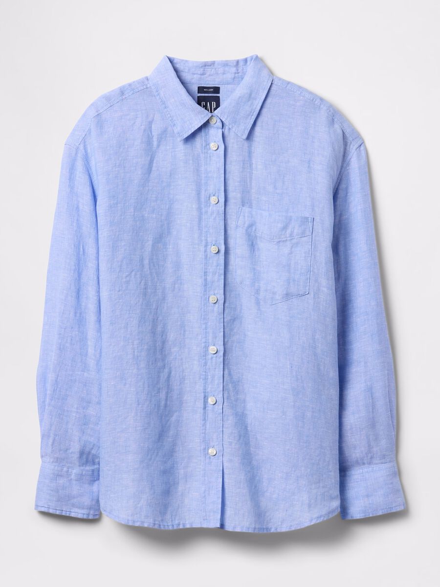 Wide light blue shirt in 100% linen_3