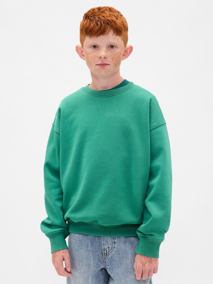 Green Cotton Crew Neck Sweatshirt_1