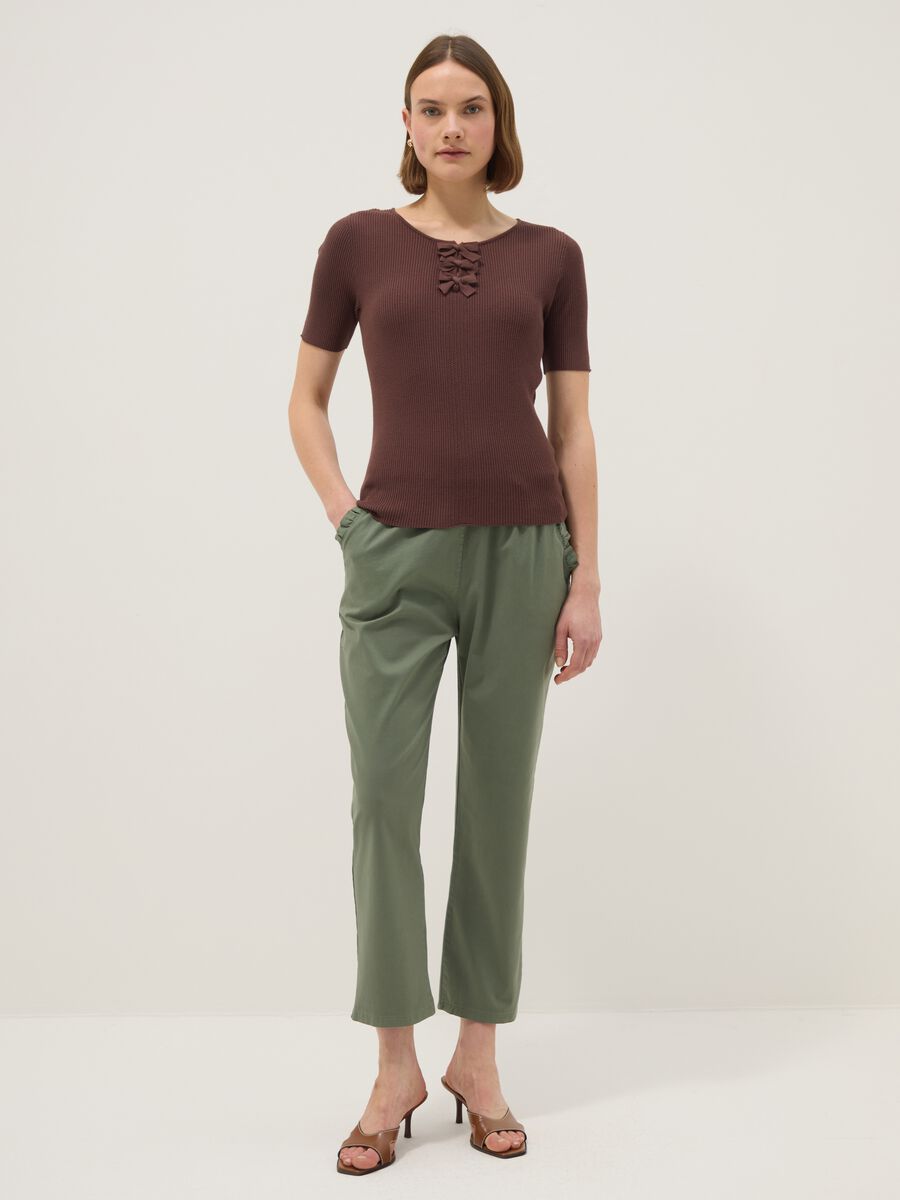 Regular Fit Green Stretch Cotton Trousers_0