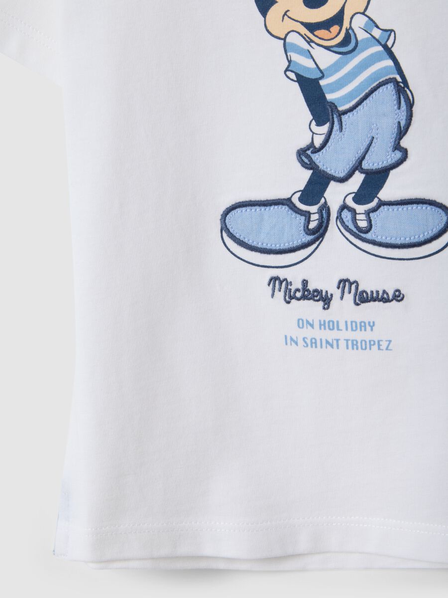 White pure cotton T-shirt for kids, regular fit with Mickey Mouse_3