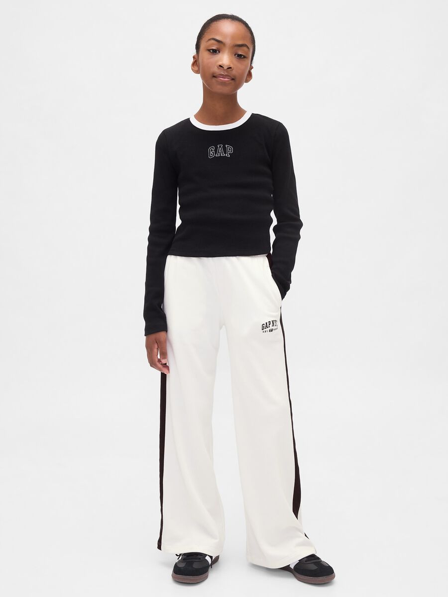 White cotton trousers for girls_0
