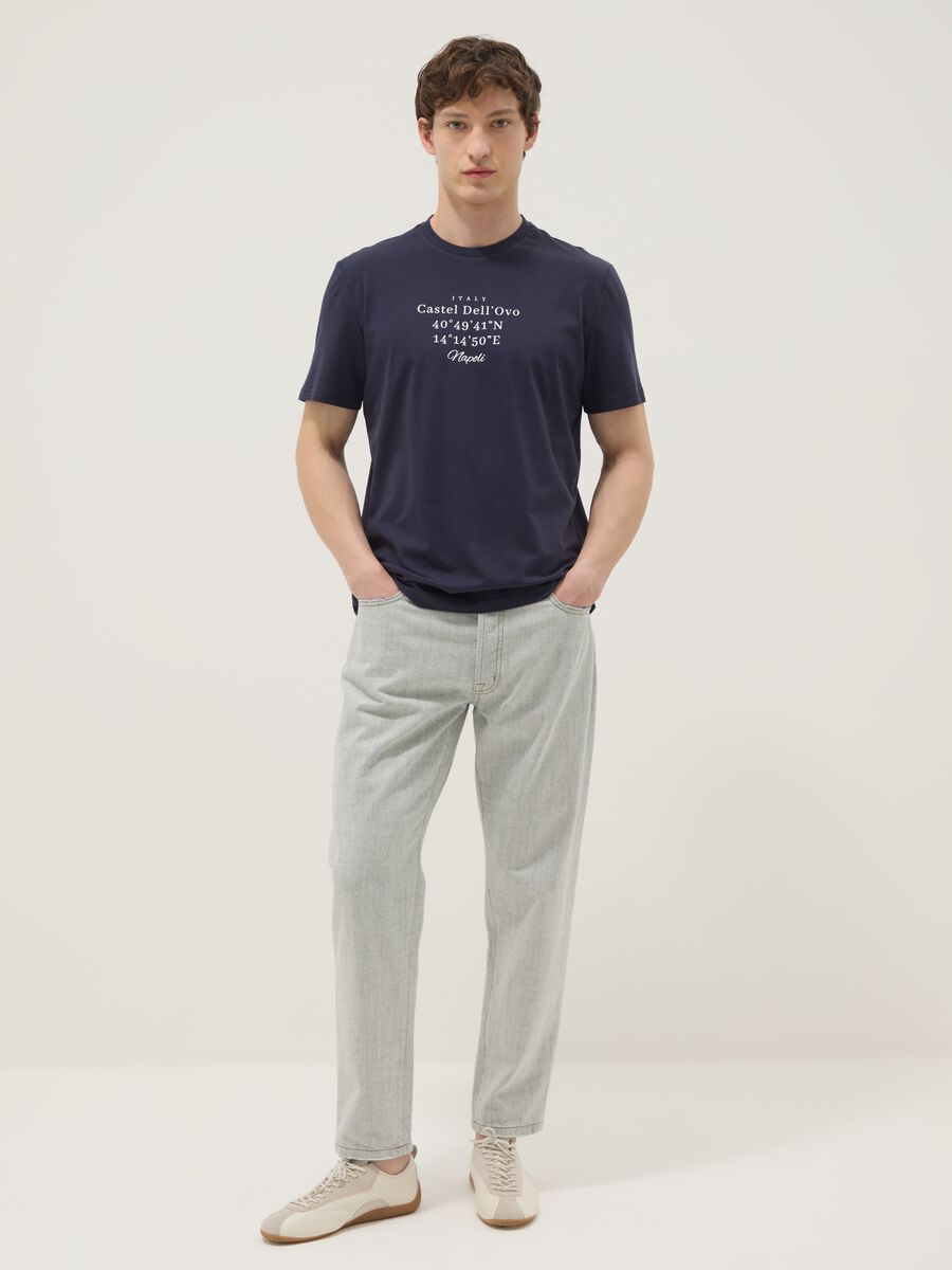 Blue pure cotton regular-fit short-sleeve T-shirt_1