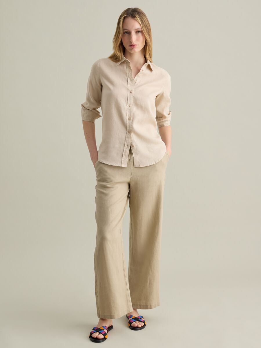 Beige regular-fit shirt in linen_3