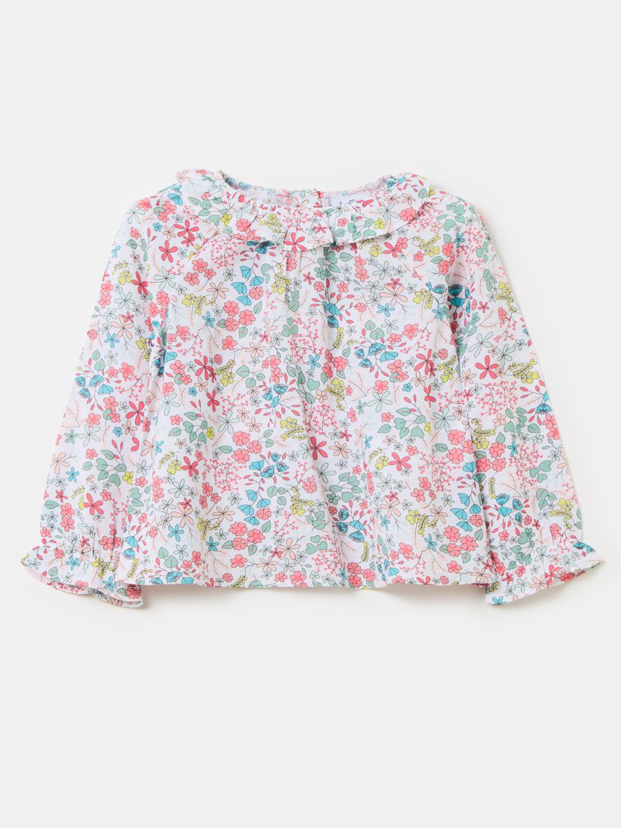 Cotton blouse with floral print_0