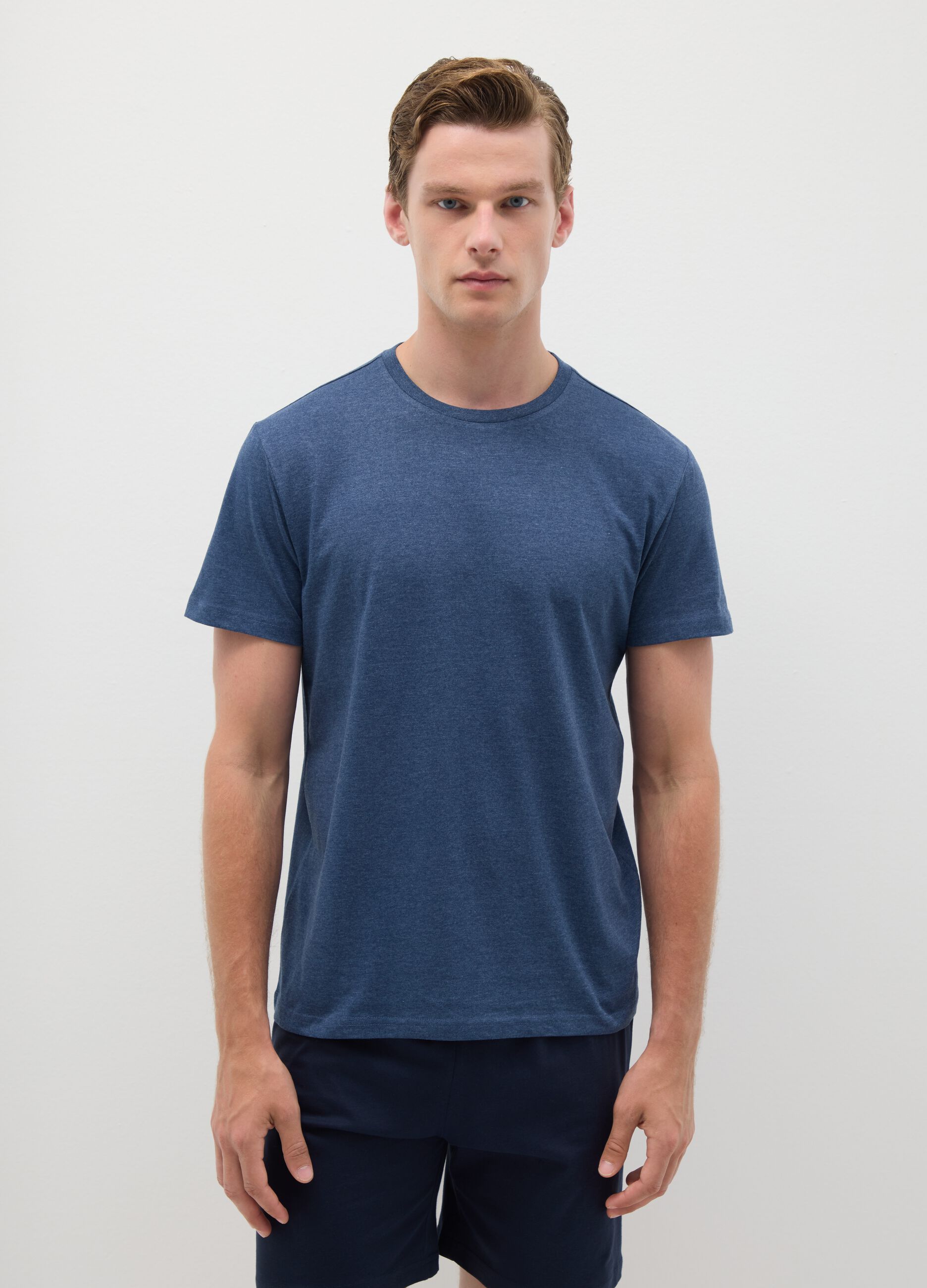 Blue cotton blend pyjamas, regular fit