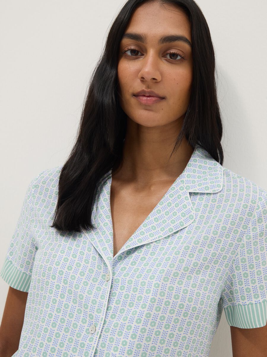 Multicolour pure viscose pyjama shirt, regular fit with design_0