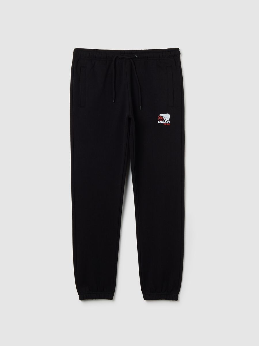 Pantaloni jogger in misto cotone neri_0