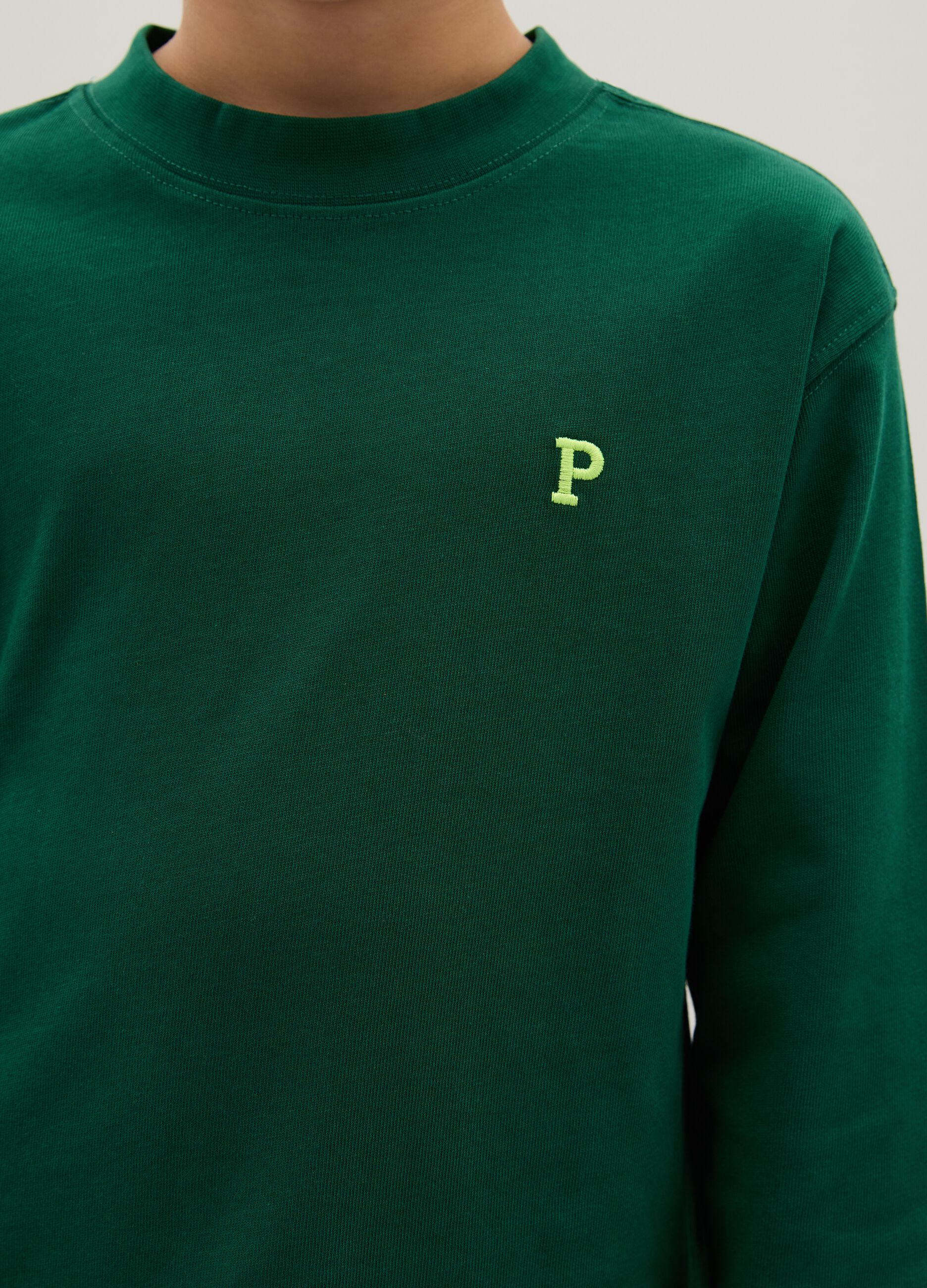 Maglietta da bambino in puro cotone verde regular fit