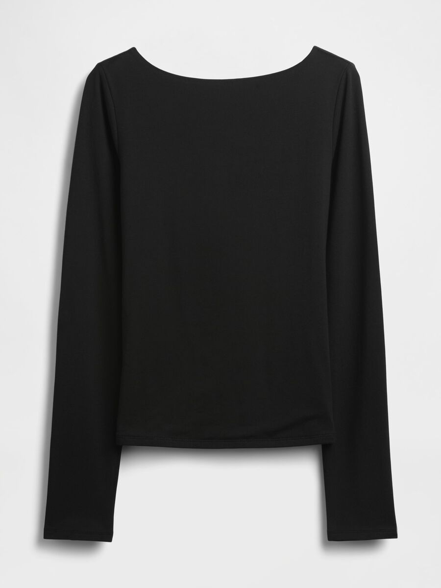 Black Stretch Long Sleeve Top_4