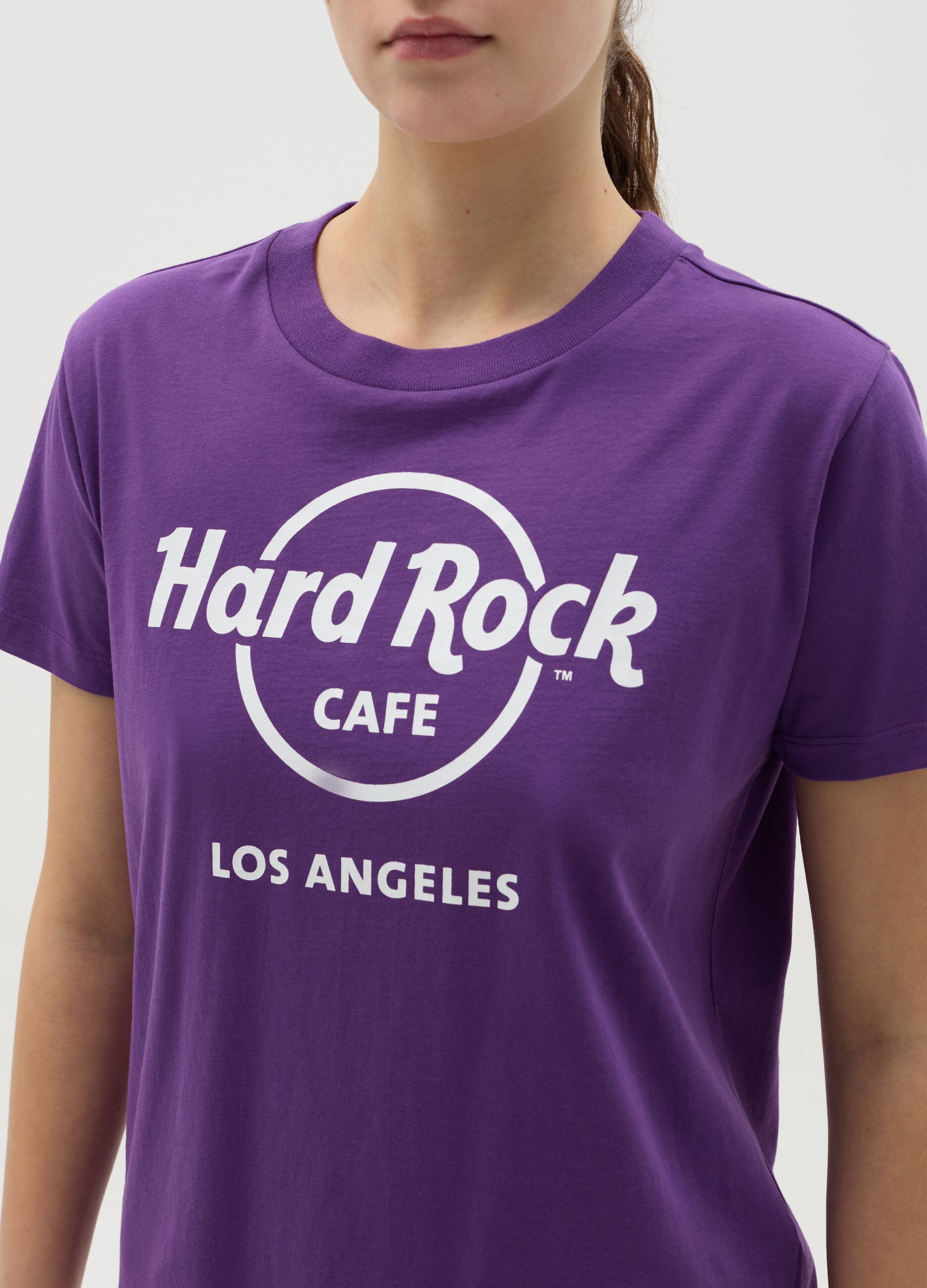 T-shirt viola stampa Hard Rock Café Los Angeles