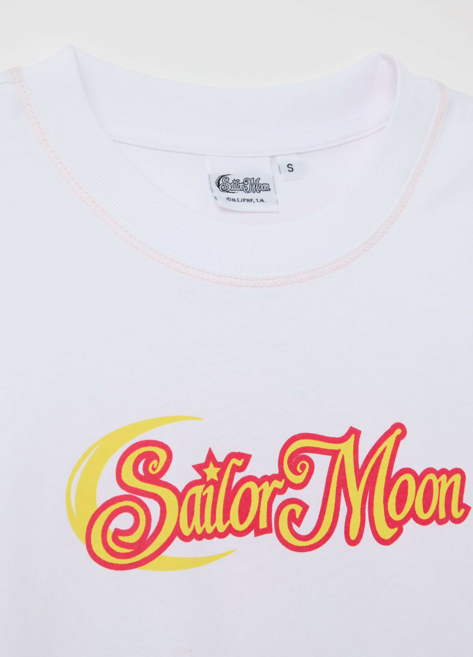White cotton T-shirt with Sailor Moon print