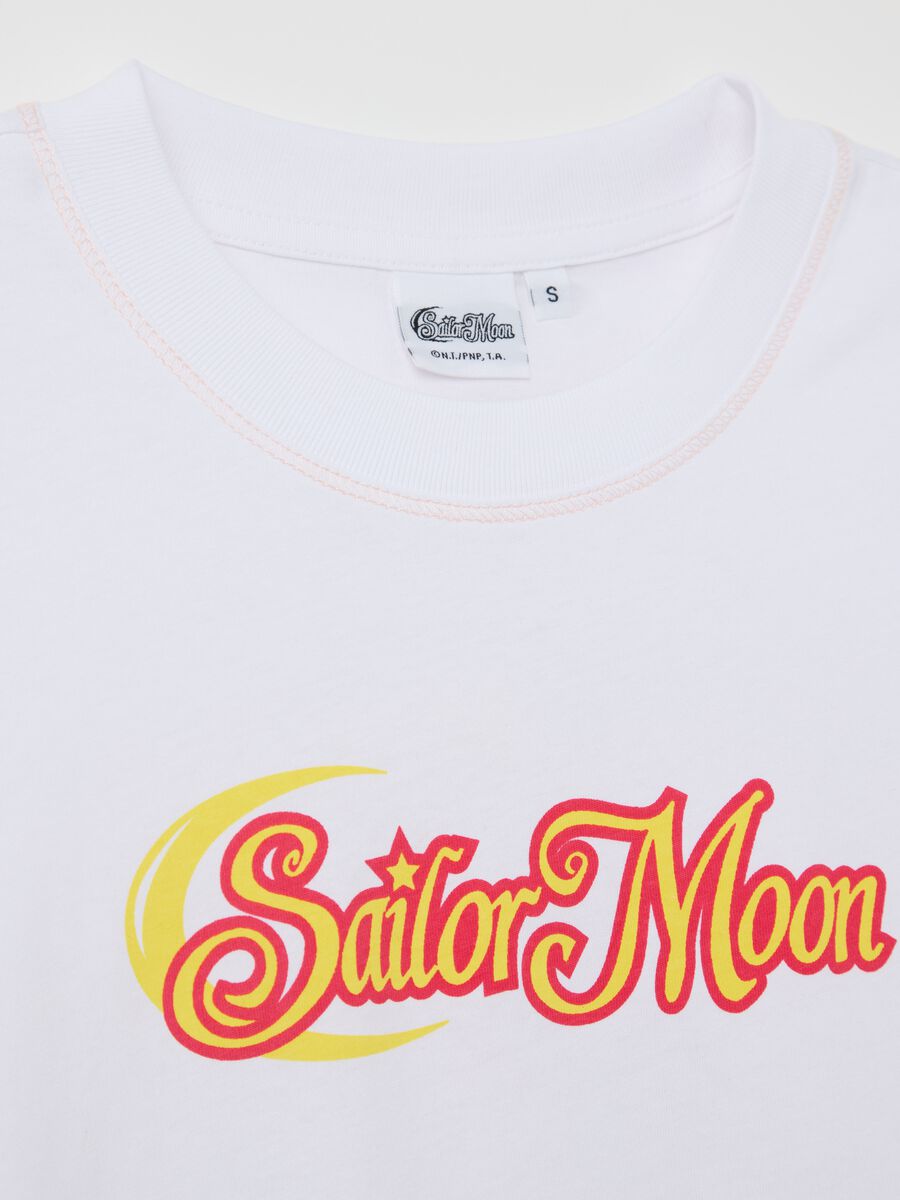White cotton T-shirt with Sailor Moon print_5