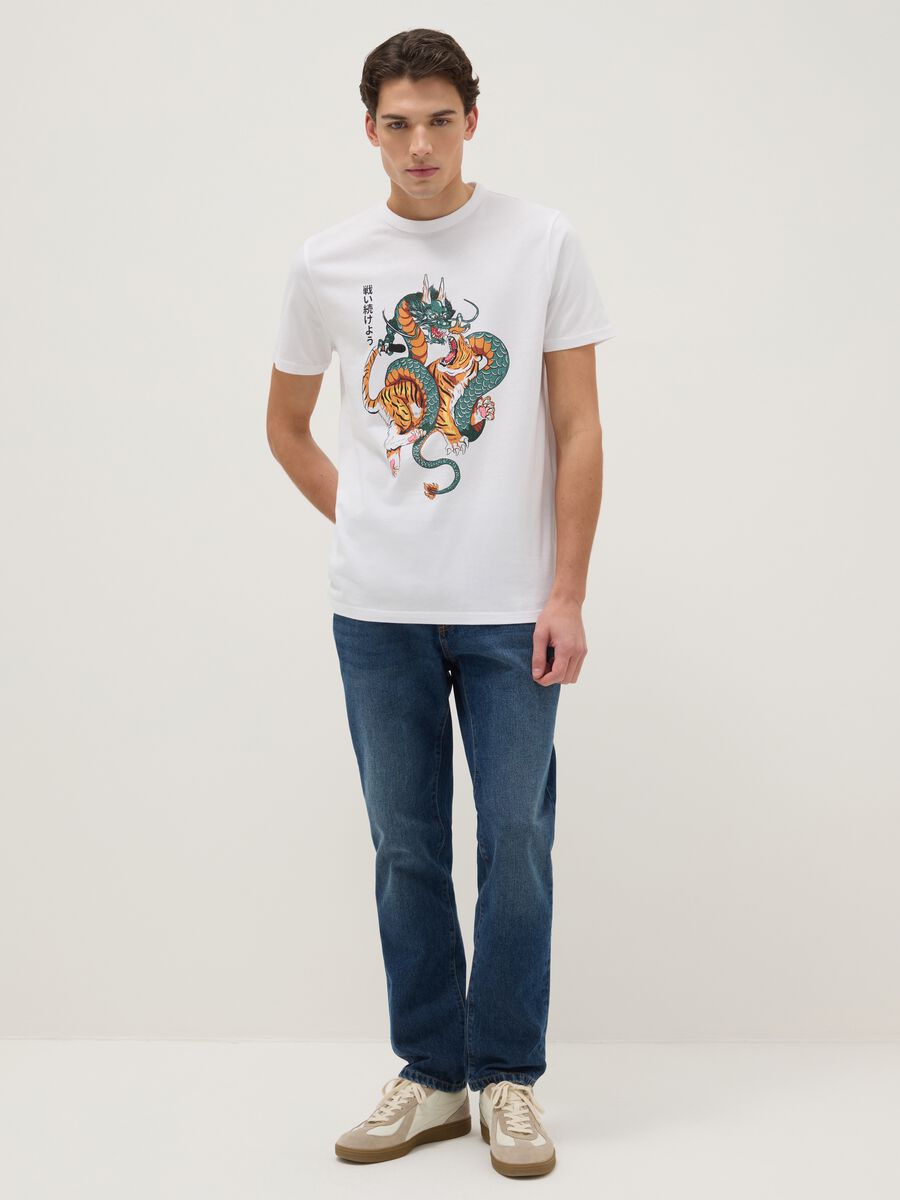 White pure cotton t-shirt regular fit with graphic_1