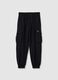 Black regular fit pure cotton boys' joggers_0