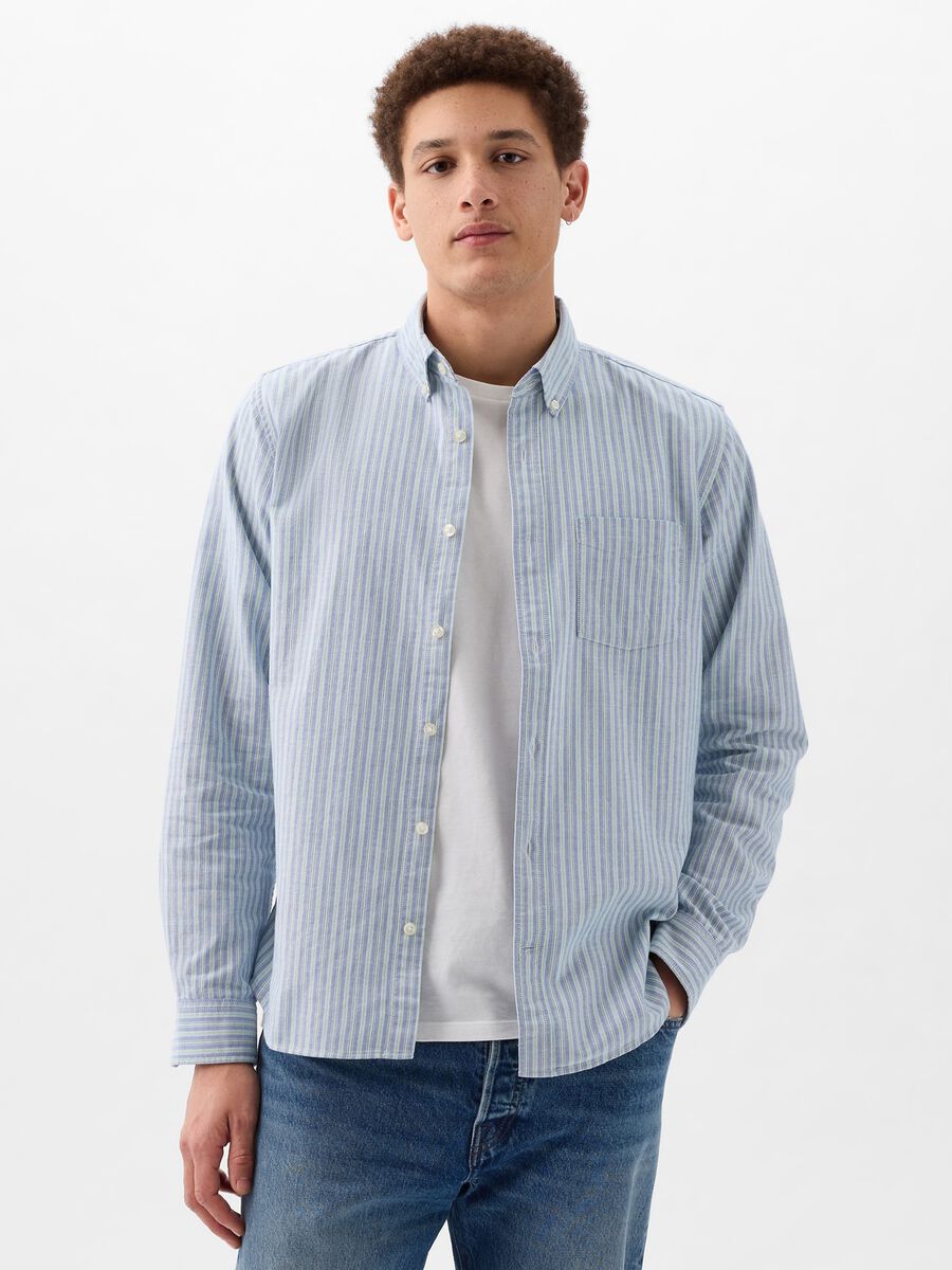 Camicia regular fit in cotone oxford a righe_1