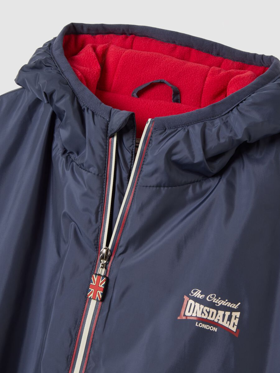 Blue padded jacket with hood and zip_5