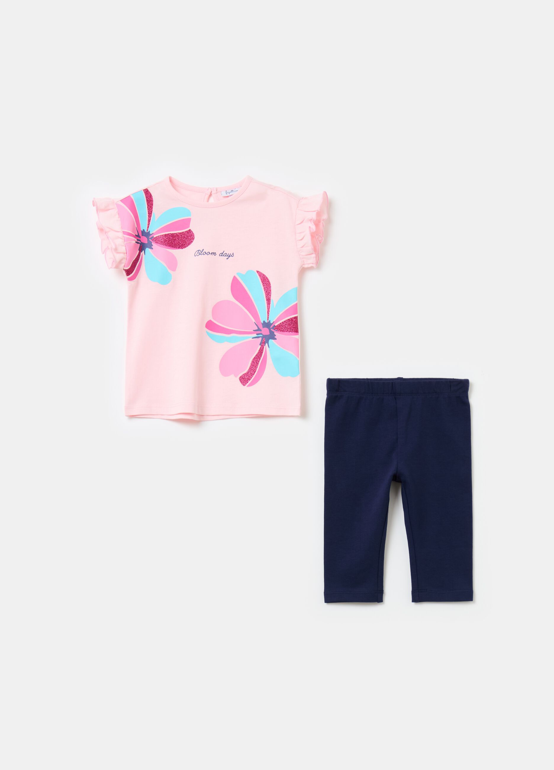 Jogging set con stampa e glitter