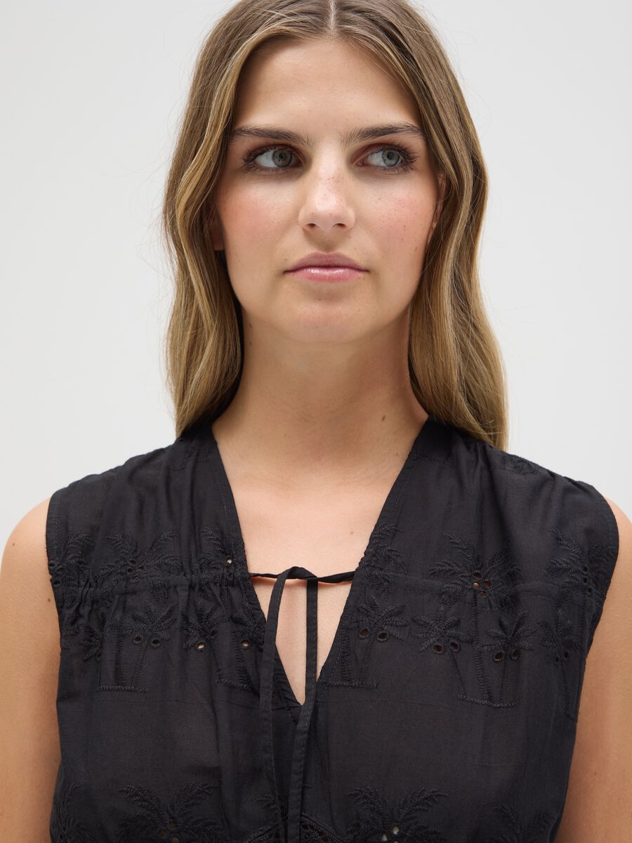 Women's black pure cotton blouse regular fit_2