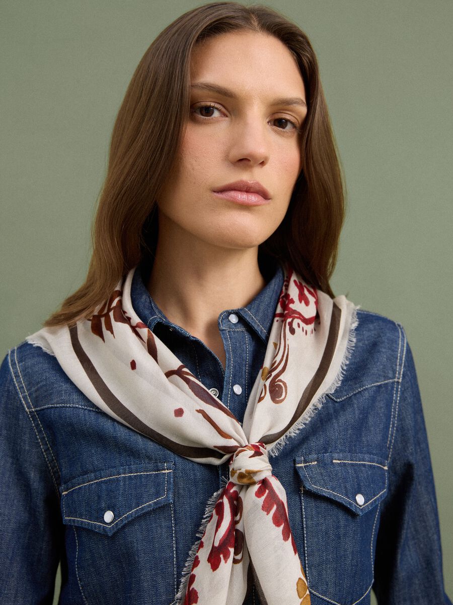 Dark blue pure cotton denim shirt, regular fit_0