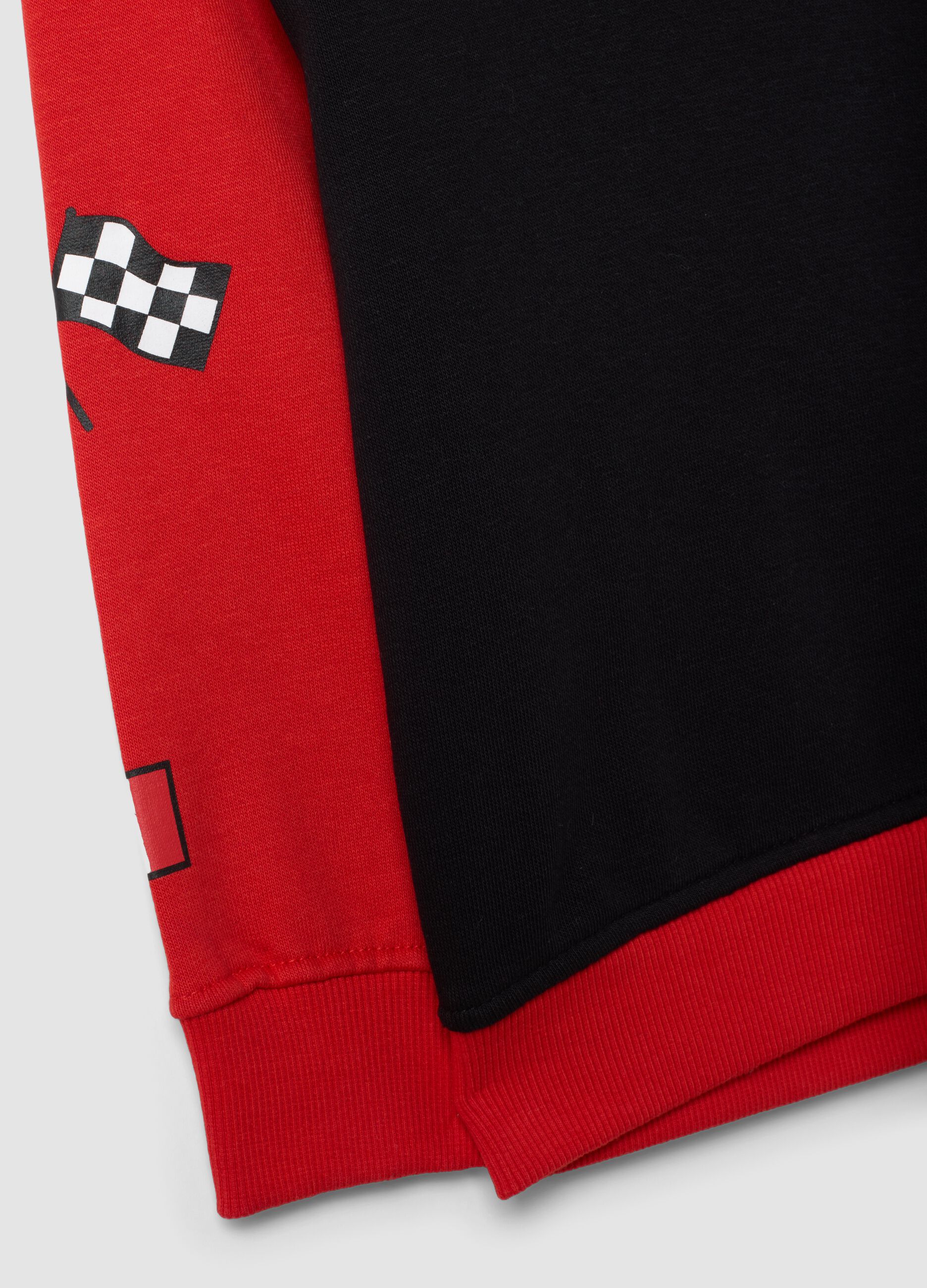 Black and red cotton-blend fleece hoodie with Ducati styling