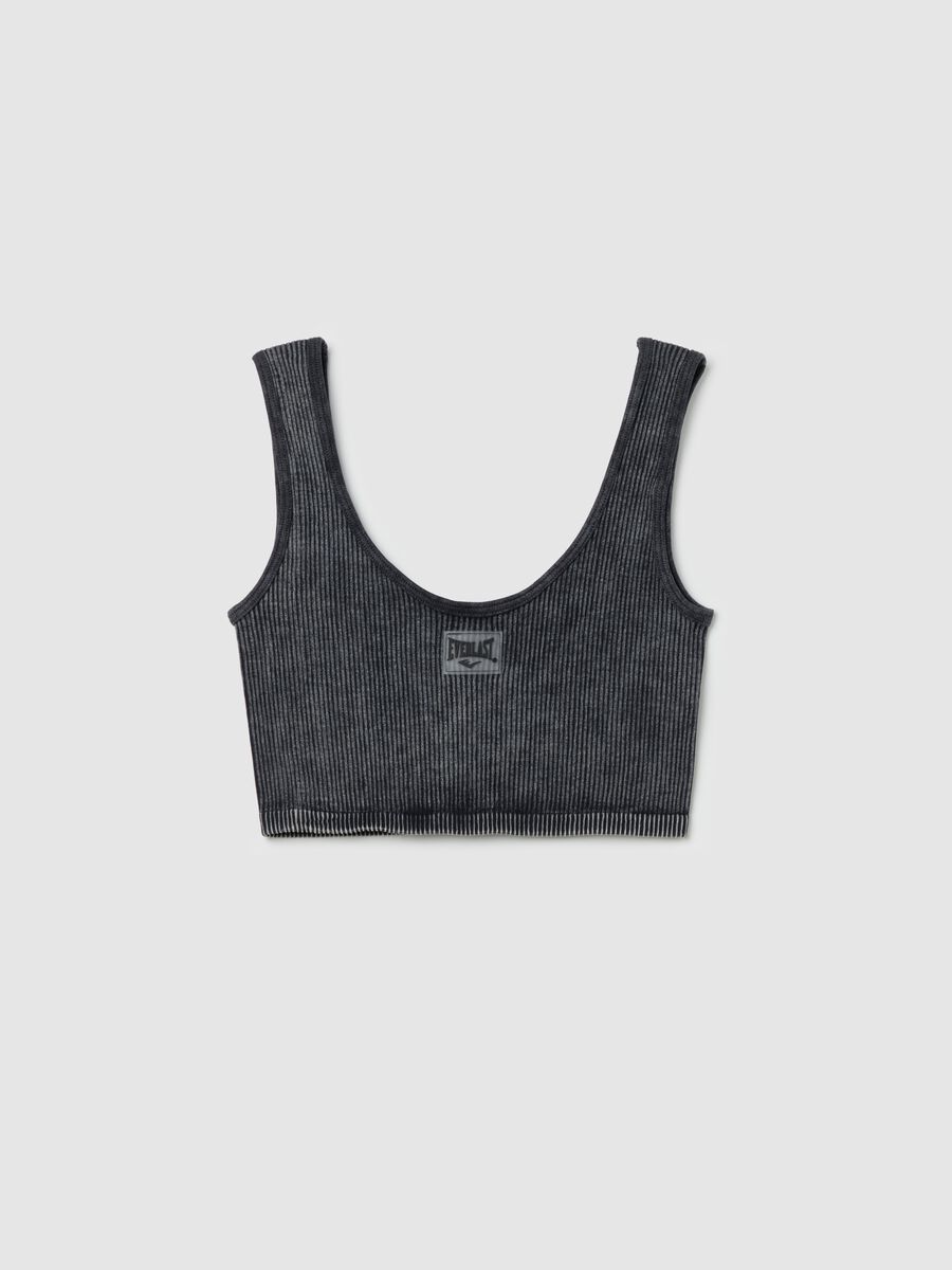 Grey ribbed crop sports top_4