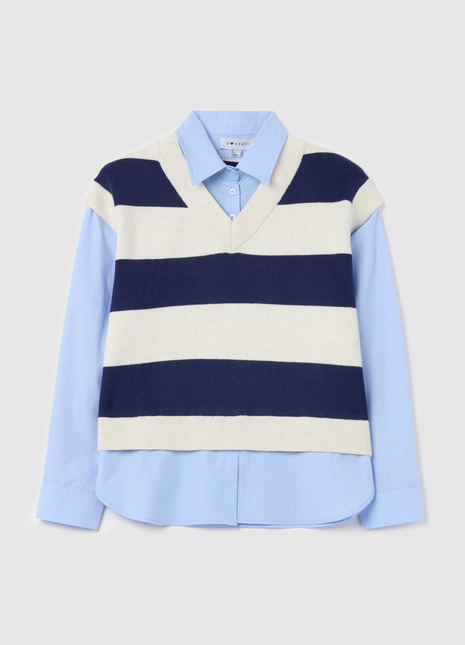 Closed gilet with stripes