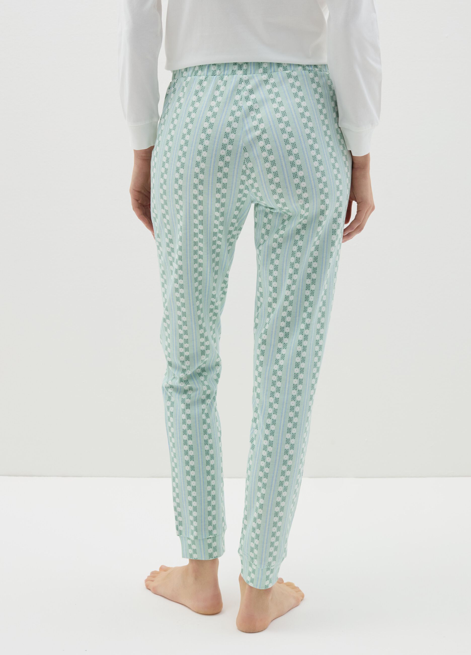 Pyjama trousers with small flowers motif