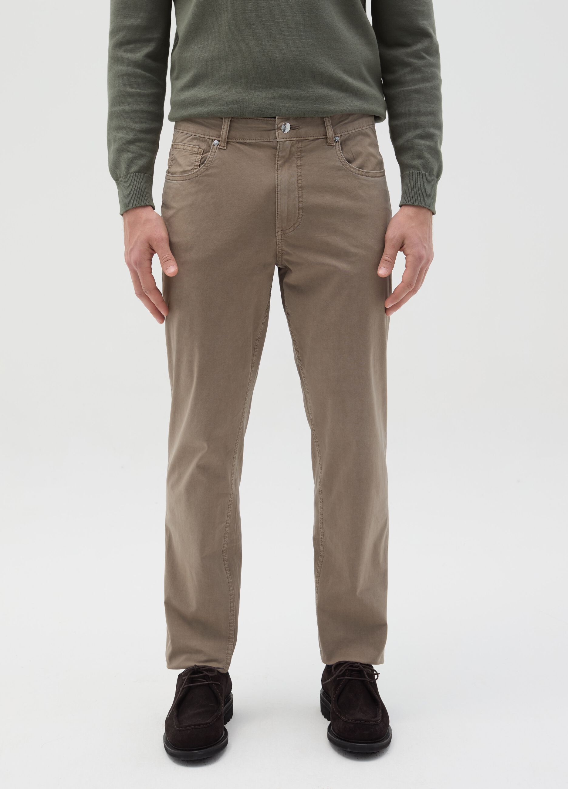Slim-fit trousers in cotton poplin