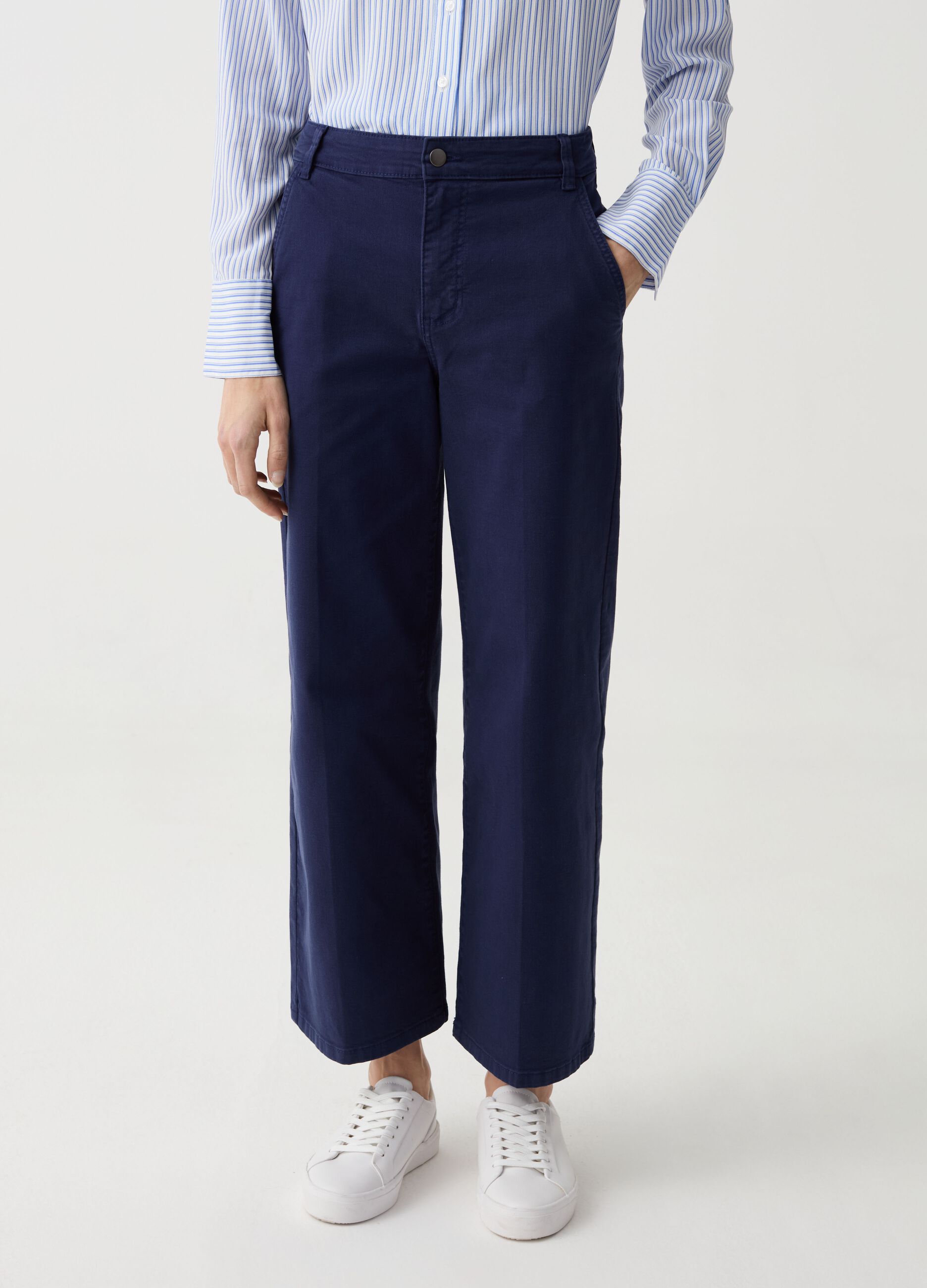 Wide-leg cropped trousers