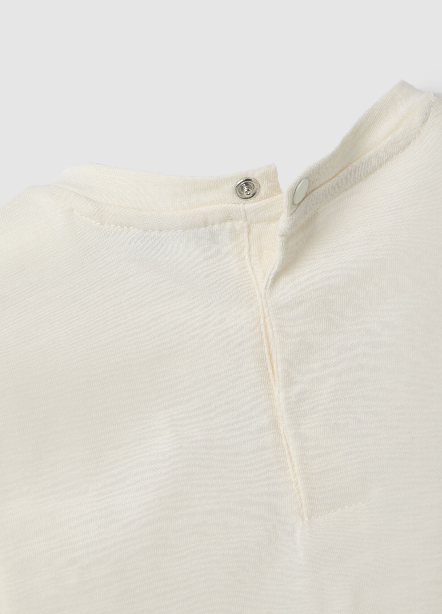 Baby boys&rsquo; white pure cotton regular-fit T-shirt with teddy bear print