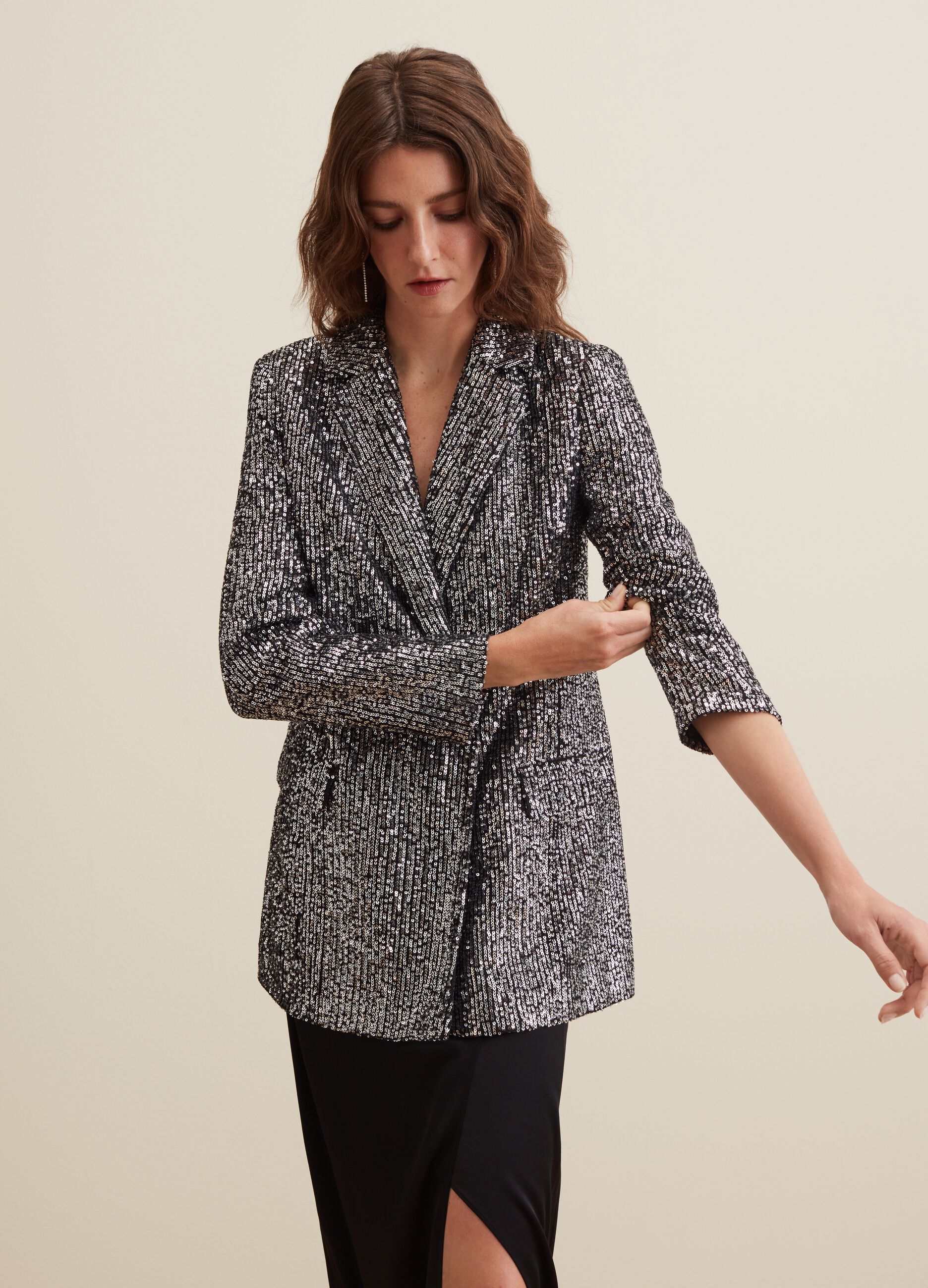 Blazer doppiopetto con paillettes_0