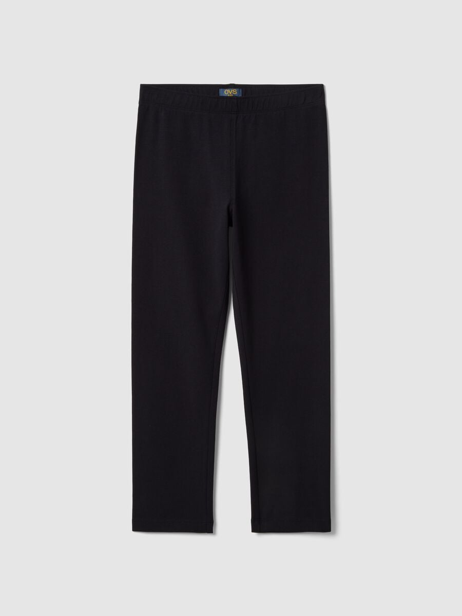 Leggings skinny in misto cotone neri da ragazza_3